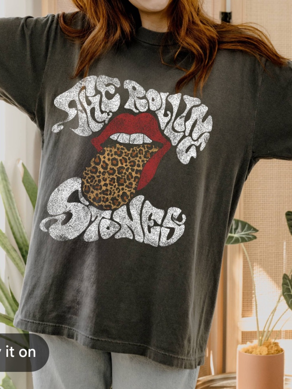 Rolling Stones Leopard Tongue Graphic Tee NWT Medium Boutique Licensed